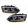 Μπροστινά Φανάρια Set Για Vw Polo 6R/6C 09-17 DRL Passat Matrix Look &amp; Dynamic Φλας Full Led Με Μοτέρ Carner - Headlights - Xenon - Bulbs
